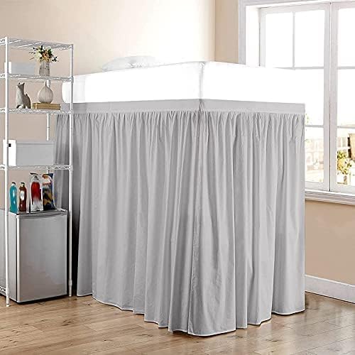 Shreem Linen Dorm Bed Skirt Twin XL, 42 Inch-Drop, 100% Microfiber Extra Long Bedskirt, Light Grey