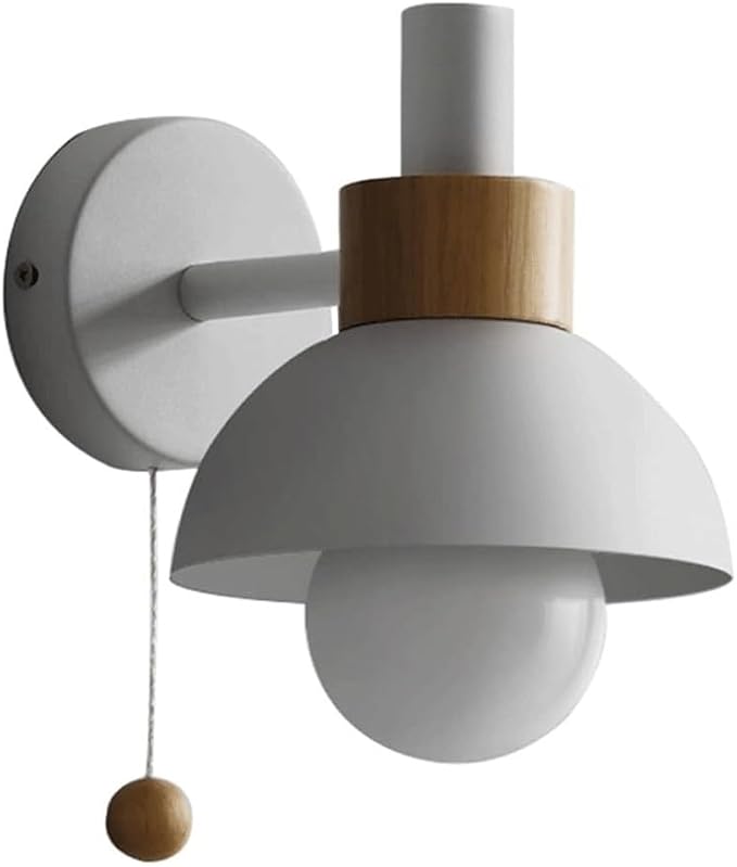 1-Light Nordic Bathroom Wall Sconce with Pull Chain Switch, Modern Vanity Wall Lamp, Bedside Wall Lights for Mirror Kitchen Living Room Hallway Cabinet Porch(White)