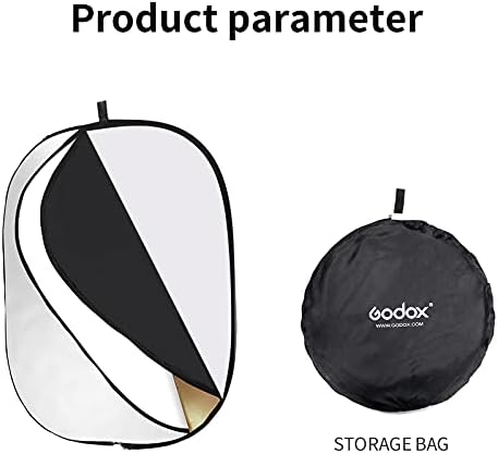 GODOX 32"x47"/80x120cm Collapsible Photography Light Reflector, 5-in-1 Oval Multi Disc Diffuser with Carrying Bag - Gold, Silver, Black, White, Translucent for Video Studio Outdoor Lighting