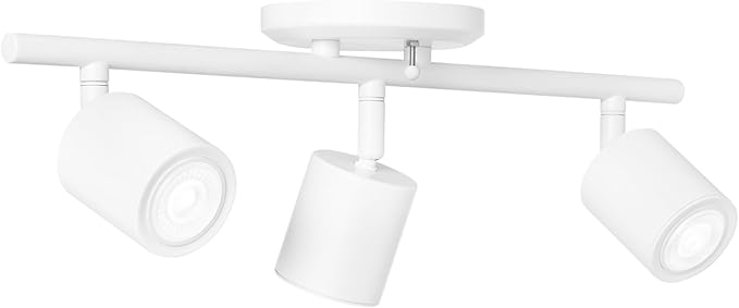 Amazon Basics 3-Light Track Lighting Kit, Dimmable, GU10 MR16 LED Bulbs Included, 500 Lumens, Soft White, Adjustable Heads, 19.9L x 5.1W x 6.65H in, White