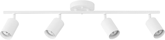 Globe Electric 57011 4-Light Track Lighting, Matte White Finish, Adjustable Cylindrical Heads, GU10 Base, Dimmable, Modern Low-Profile Design
