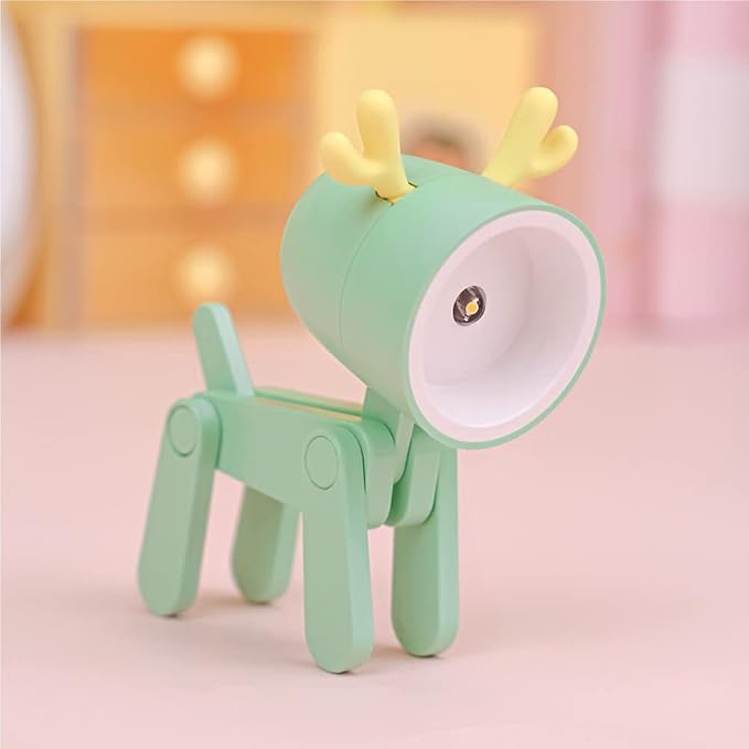 Cute Night Light for Kids, Adorable Mini Led Table Desk Lamp, Decorative Lamp Nightstand, Animal Pet Nightlights, Christmas Decorate Birthday Gifts for Children, Students (1 x Green Deer)