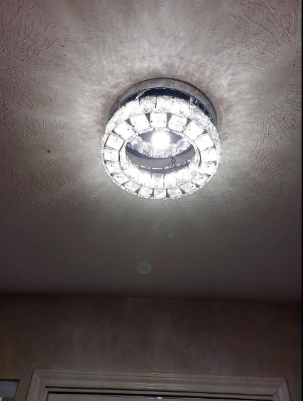 9.8" Crystal Flush Mount Ceiling Light Fixtures LED Round Mini Chandelier Light Fixture Ceiling Lamp for Kitchen Hallway Foyer 15 W 6000K