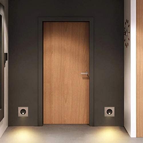 3W LED Wall Recessed Step Stair Lighting Bedside Reading Light Fixture Hidden On/Off Switch Adjustable Warm White Coffee Square