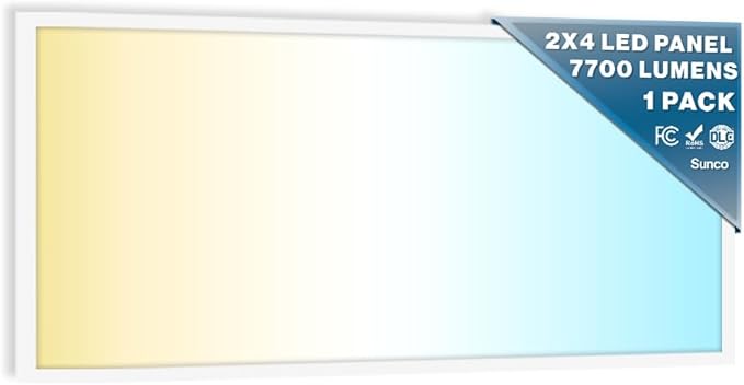 Sunco 2x4 LED Flat Panel Light Drop Ceiling Office Fixture, 7700 LM, Selectable Features, 40W/50W/60W, 4000K/5000K/6000K, Dimmable (0-10V), Dustproof ETL