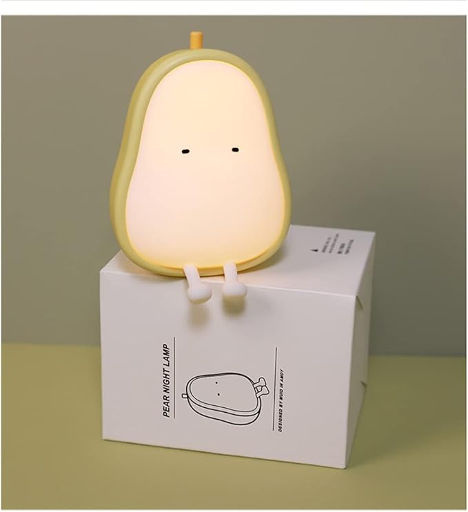 Night Lights for Kids USB Rechargeable Lamps, BPA-Free ABS+Silicone Bedside Lamp for Breastfeeding,Color Changing, Yellow Pear