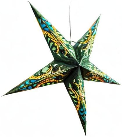 Green Obsession Paper Star Lantern with 12 Foot Power Cord Included
