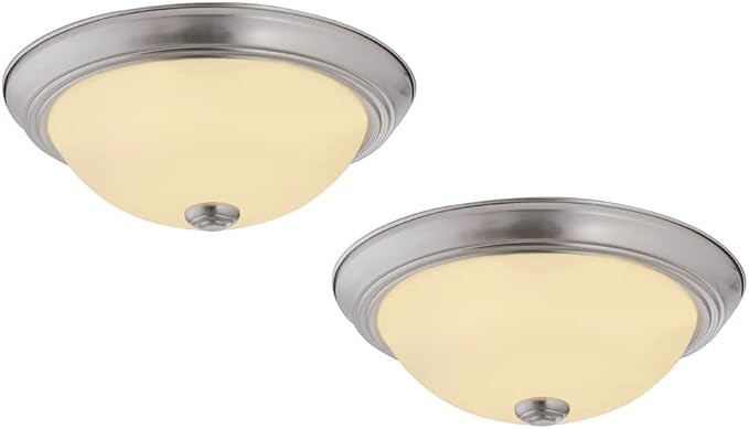 11 Inch Hays Integrated LED Ceiling Light 2-Pack, Indoor, Frosted Glass, Satin Nickel – Design House, 579169 | Ceiling Mount, Traditional, Steel, 2-Pack, Lighting, 579169