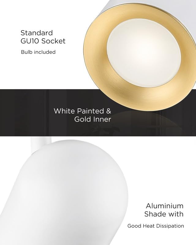 FEMILA Track Lighting, Led Track Light, GU10 Bulbs Included, 44" Flush Mount Ceiling Spot Lights, for Living Room, Gallery, Bedroom, Hallway, 4FS78TL-5 WH