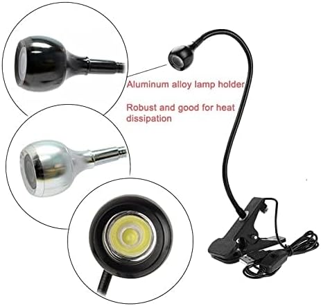 LED Desk Lamp Clip On Light,360°Flexible Gooseneck and Clamp Reading Light | Portable USB Powered Task Light With Clamp ,Night Light Clip on for Desk, Bed Headboard and Computers Black