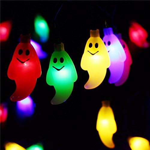 Hann® Solar LED String Lights, 30LED Crystal Ball | Lanterns | Moroccan Orb Ball | Cute Ghost Pumpkin Waterproof Outdoor Decorative String Lights for Christmas Garden Halloween (Cute Ghost)