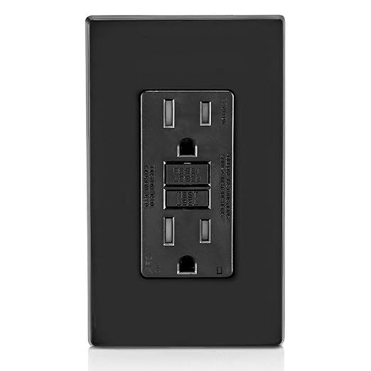 Leviton AFCI Outlet, 15 Amp, Self Test, Tamper-Resistant with LED Indicator Light, Protection from Electrical Fires, AFTR1-E, Black