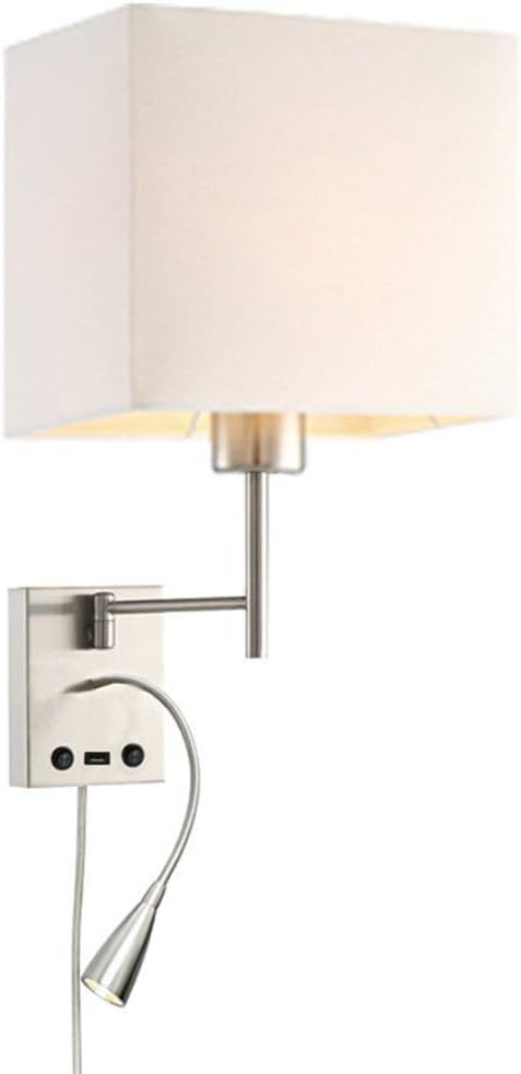 HomeFocus Bedside Wall Light with LED Reading Lamp,Swing Arm Wall Lamp,Wall Sconces