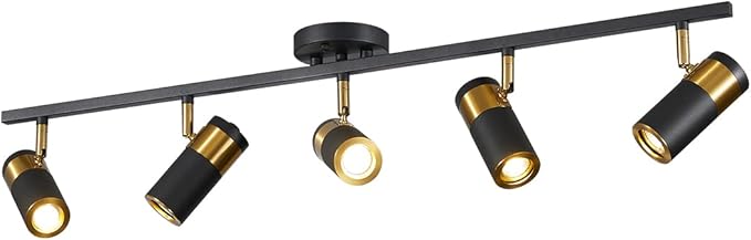 Black 5 Lights Spot Light, Fixture Matte Black LED Track Lighting Fixtures, Modern Flush Mount Ceiling Light for Bedroom Living Room Kitchen Island