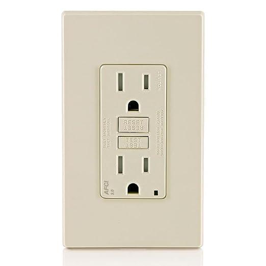 Leviton AFCI Outlet, 15 Amp, Self Test, Tamper-Resistant with LED Indicator Light, Protection from Electrical Fires, AFTR1-T, Light Almond