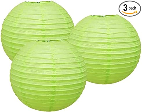 Pack of 3 Round Paper Lanterns Lamp Wedding Birthday Party Decoration (Spring Green, 18"/45CM)