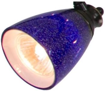 4 Lights Fixed Track Lighting Kit - Dark Bronze Finish - Blue Glass Shade - Wave Bar - D268-44C-DB-BLS