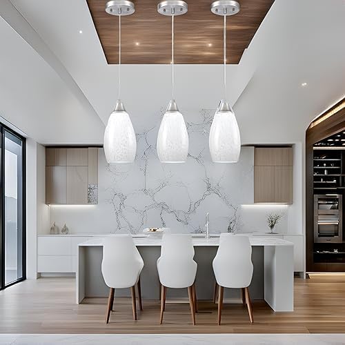 Viinew 3-Pack Glass Pendant Light,Mini Milk White Glass Pendant Light | Mini Milk White Handblown Art Glass Shade Ceiling Light 4.72" Hanging Pendant Light for Kitchen Island,Dining Room