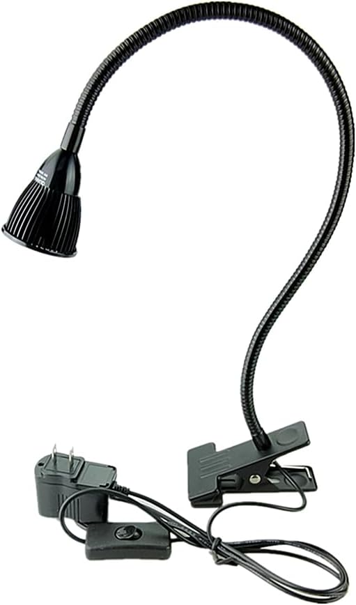 QUANS 5W Clip on Clamp Gooseneck COB LED Desk Table Light lamp Warm White 19inch Neck Black