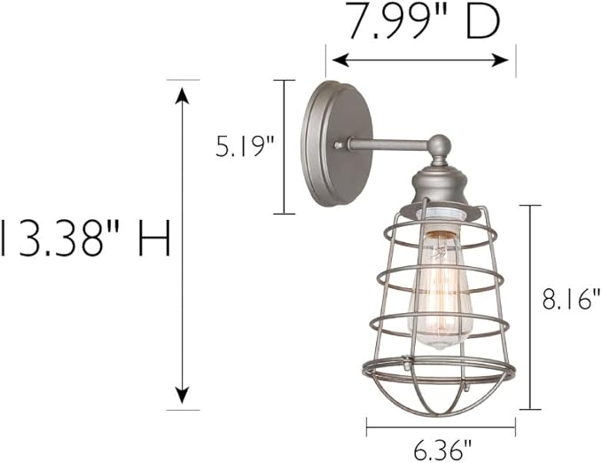 Design House 519702 Ajax 1 Light Wall Light, Galvanized Steel Finish (Pack of 2)