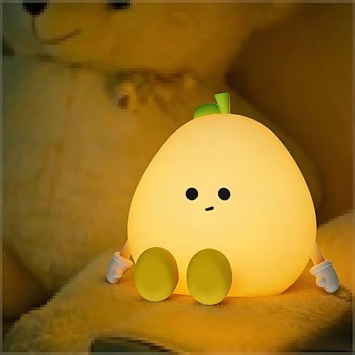 Grapefruit Night Light for Nursery - Silicone Touch Lamp, 3 Adjustable Brightness, USB-C Rechargeable, Baby-Safe Bedside Light, Toddler Sleep Training & Kids Room Decor