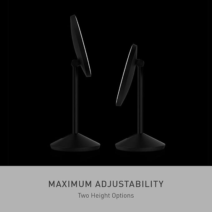 simplehuman Sensor Mirror Fold, 5'' with 10X Magnification, Round Rechargeable Travel Makeup Mirror, Tru-Lux® Full-Spectrum Light, Adjustable Brightness & Height, Matte Black Steel