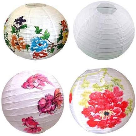 White Paper Lanterns 10 Pcs size of 12" Chinese Round Paper Hanging Decorations Ball Lanterns Lamps for Home Decorations, Parties, and Weddings