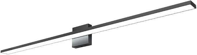 Ralbay 48inch Dimmable Modern LED Black Vanity Light 46W Frosted Aluminum for Bathroom Vanity Lighting Fixtures Cool White 6000K