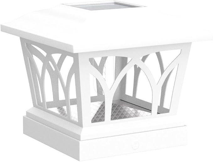 VOLISUN Solar Fence Post Cap Lights, Edison LED 2 Modes 4Pack,Slate White | Solar powered lights fit 4x4/6x6 posts, ideal for garden, deck, mailbox, yard & porch outdoor decoration