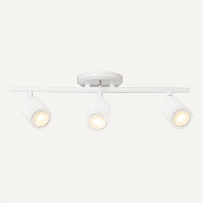 Amazon Basics 3-Light Track Lighting Kit, Dimmable, GU10 MR16 LED Bulbs Included, 500 Lumens, Soft White, Adjustable Heads, 19.9L x 5.1W x 6.65H in, White