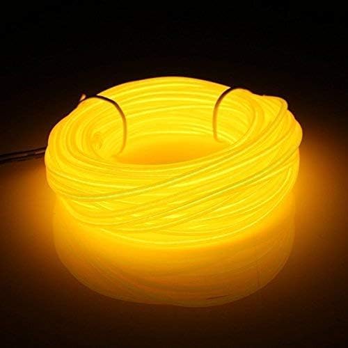 ABALDI EL Wire Rope Light Battery Powered Flexible Neon Light Electroluminescence Wire for Party Xmas Decoration(5m/16ft,Yellow)