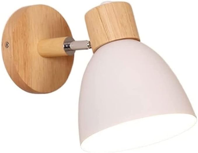 LED Indoor Wall Light, Wall Sconce Indoor Bedside Lamp Wall Wash Light Fixtures Wall Sconce Lamps E27 Wood Lamp Holder for Living Room Aisle Corridor Bedside Reading (Color : White)