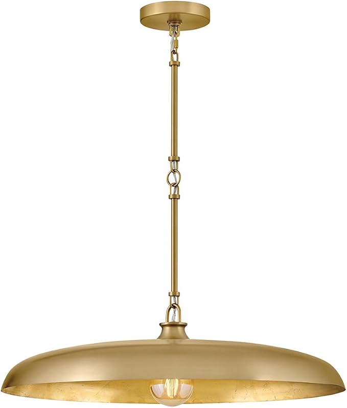 Hinkley Sadie 24" Large Dome Chandelier, Lacquered Brass Finish | Saucer Pendant, Includes (5) 7" Chain Linked Stems, Needs a Med. LED Bulb, Adjustable Height, Dining Room, Kitchen