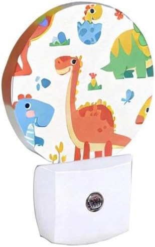 EKOBLA Cartoon Dinosaur Night Light for Kids, Jurassic Dino Design Plug in with Dusk to Dawn Sensor, 0.5W Energy Saving Soft Warm Nightlight for Boys Bedroom Bathroom