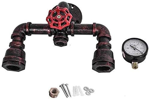 MQ Water Pipe Wall Sconces Lamp, Steampunk Fixtures 2 Lights Wall Mount E26 Socket Vintage Rustic Wall Light for Bathroom Hallway Basement Copper Color