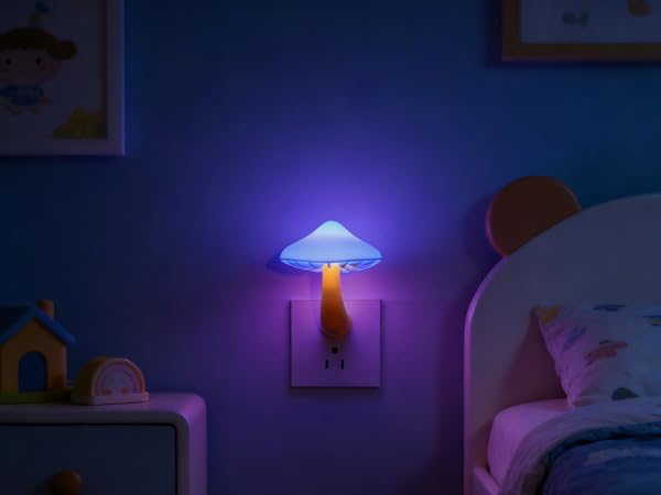 LED Mushroom Night Light Plug in Lamp,2 Pack Color Changing Light Sensor Night Lights Plug into Wall, Decor Night Light for Kids Adults Room Bedroom Bathroom Hallway Kitchen