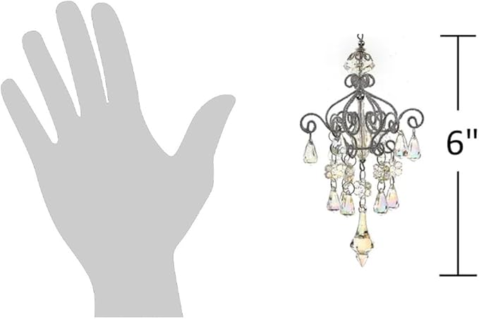 The Bridge Collection Set of 2 Opalescent Chandelier with Faux Gemstones Ornaments - 6" Elegant Sparkling Chandeliers with Faux Crystals Christmas Ornaments