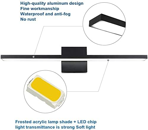 Ralbay 24in Dimmable Black Vanity Light with Remote Control Color Temperature Adjustable 20W Modern LED Bathroom Lighting Fixture