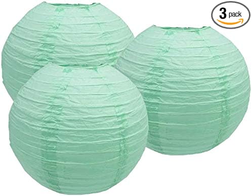 Pack of 3 Round Paper Lanterns Lamp Wedding Birthday Party Decoration (Mint Green, 12"/30CM)