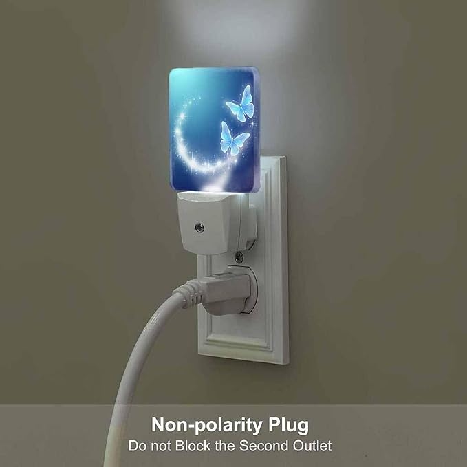 Glowing Butterflies LED Night Lights Plug into Wall Sparkle Firework and Stars 0.5W Plug in Night Light, Dusk to Dawn, Bright Nightlight Auto On/Off, for Room Bedroom Bathroom