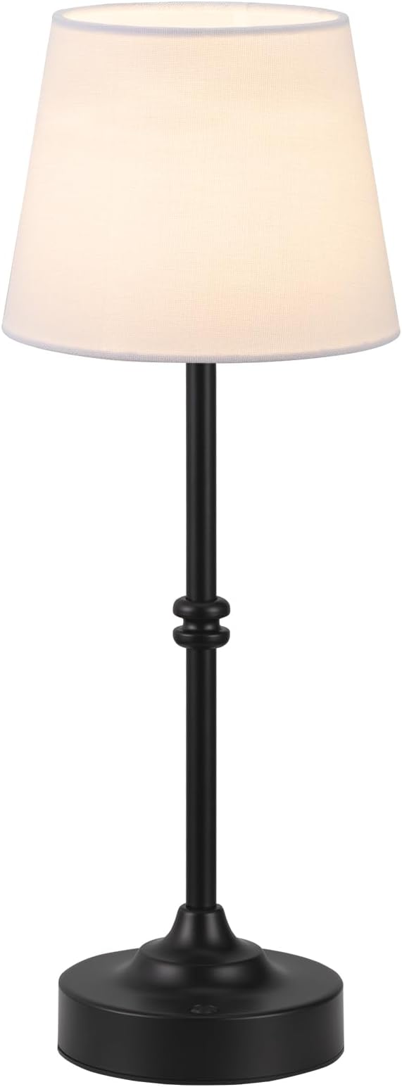 Kakanuo Rechargeable Cordless Table Lamp Black - 1 Pack 4000mAh Battery Operated Lamp, 3000K Warm Light, Touch Control Stepless Dimming, for Bedside, Dining Table, Home Decor