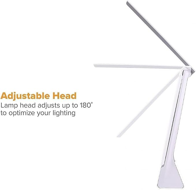 Bostitch Office KT-VLED1810-WHITE Powered Rechargeable Battery LED Desk Lamp, 3 Color Temperatures, Flip Open, White