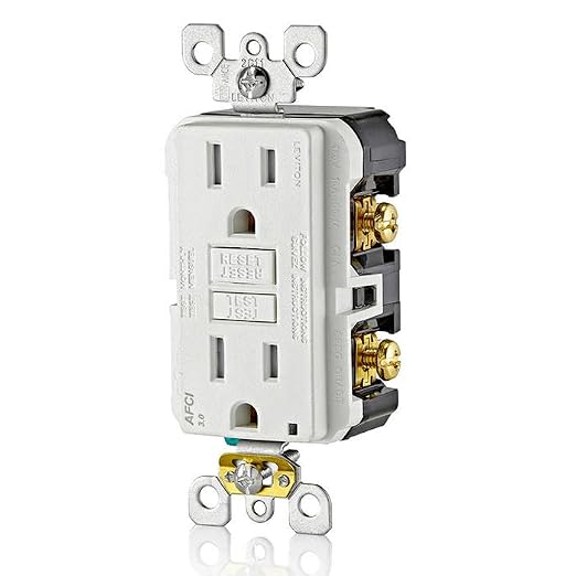 Leviton AFCI Outlet, 15 Amp, Self Test, Tamper-Resistant with LED Indicator Light, Protection from Electrical Fires, AFTR1-W, White (Pack of 10)