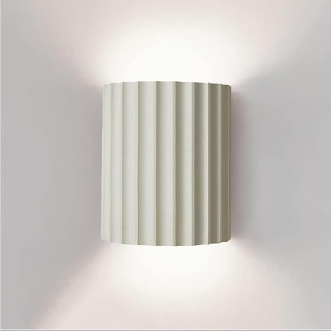 LightInTheBox Modern LED Wall Sconce Minimalist Resin Wall Light Nordic Style Half-Cylinder Tree Root Desgin Up and Down Light for Stairs Hallway Bedroom (White)