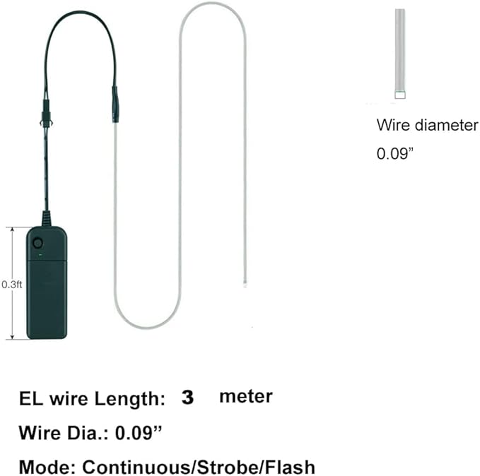 MaxLax EL Wire Purple 10-Pack, 9ft/2.75m Neon Light Wire with Noise Reduction and Battery Pack…
