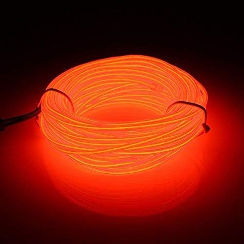 ABALDI EL Wire Neon Lights Portable Battery Powered Electroluminescence Wire Pack Drivers High Brightness for Christmas Xmas Party Decoration(3m/9ft,Orange)