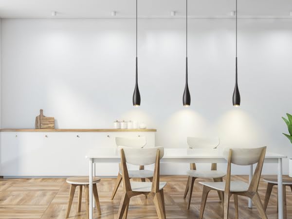 Black Pendant Lights Kitchen Island, Modern Pendant Light Fixtures, LED Hanging Light Over Sink for Bathroom, Bar, Dining Room, Bedroom（3 Pack）