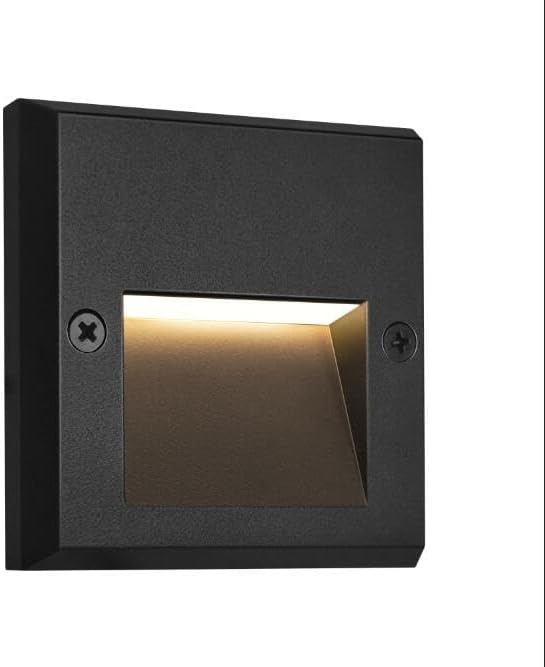6-Pack Slim Square Low Voltage Deck Post Lights, Outdoor Step Lights, 12V Fence Railing Lighting Fixtures, Die-cast Aluminum, Black, 3000K