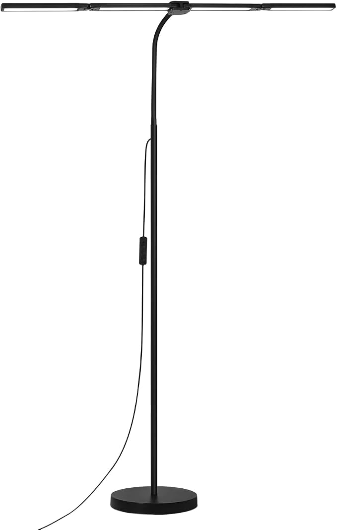 LED Floor Lamp with 4 Light Bars, 24W/3000LM Ultra Bright Wide Reading Lamp | Architect Standing Lamp with Rotating Swing Arm, Dimmable Flexible Gooseneck Floor Lamp for Office, Task Lamp for Craft Read