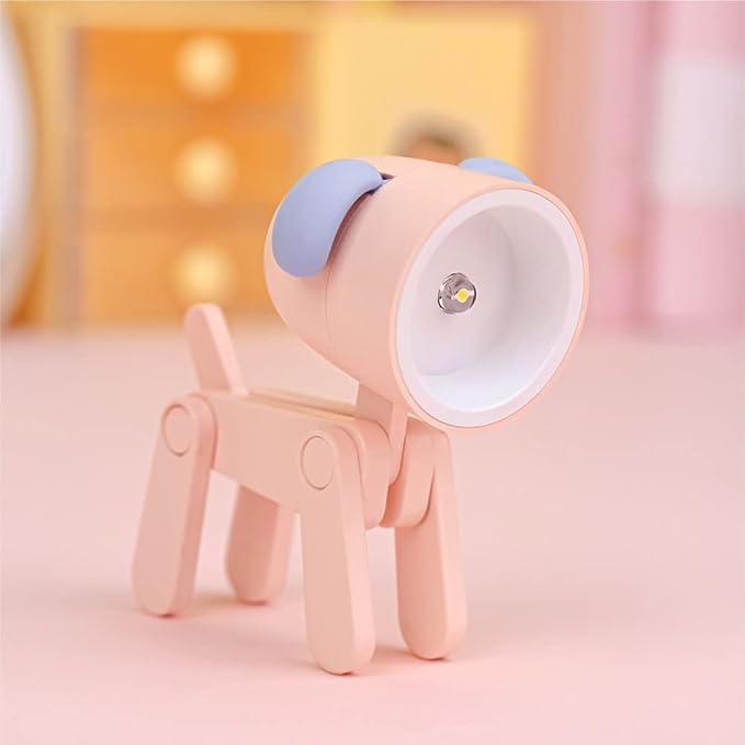 Cute Night Light for Kids, Adorable Mini Led Table Desk Lamp, Decorative Lamp Nightstand, Animal Pet Nightlights, Christmas Decorate Birthday Gifts for Children, Students (1 x Pink Dog)